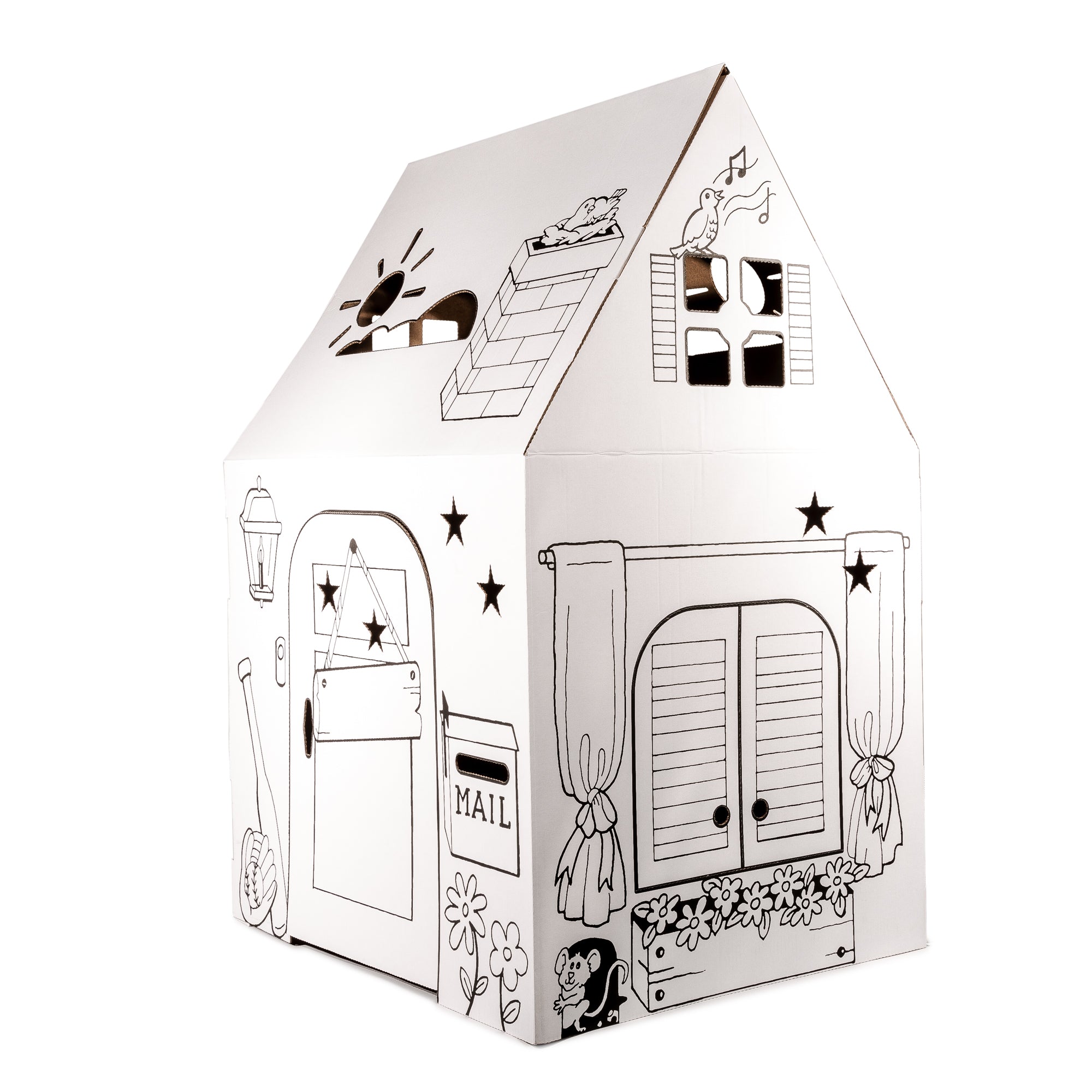  Easy Playhouse Easy Playhouse Cardboard Clubhouse- Decorate & Personalize - White - Bonton