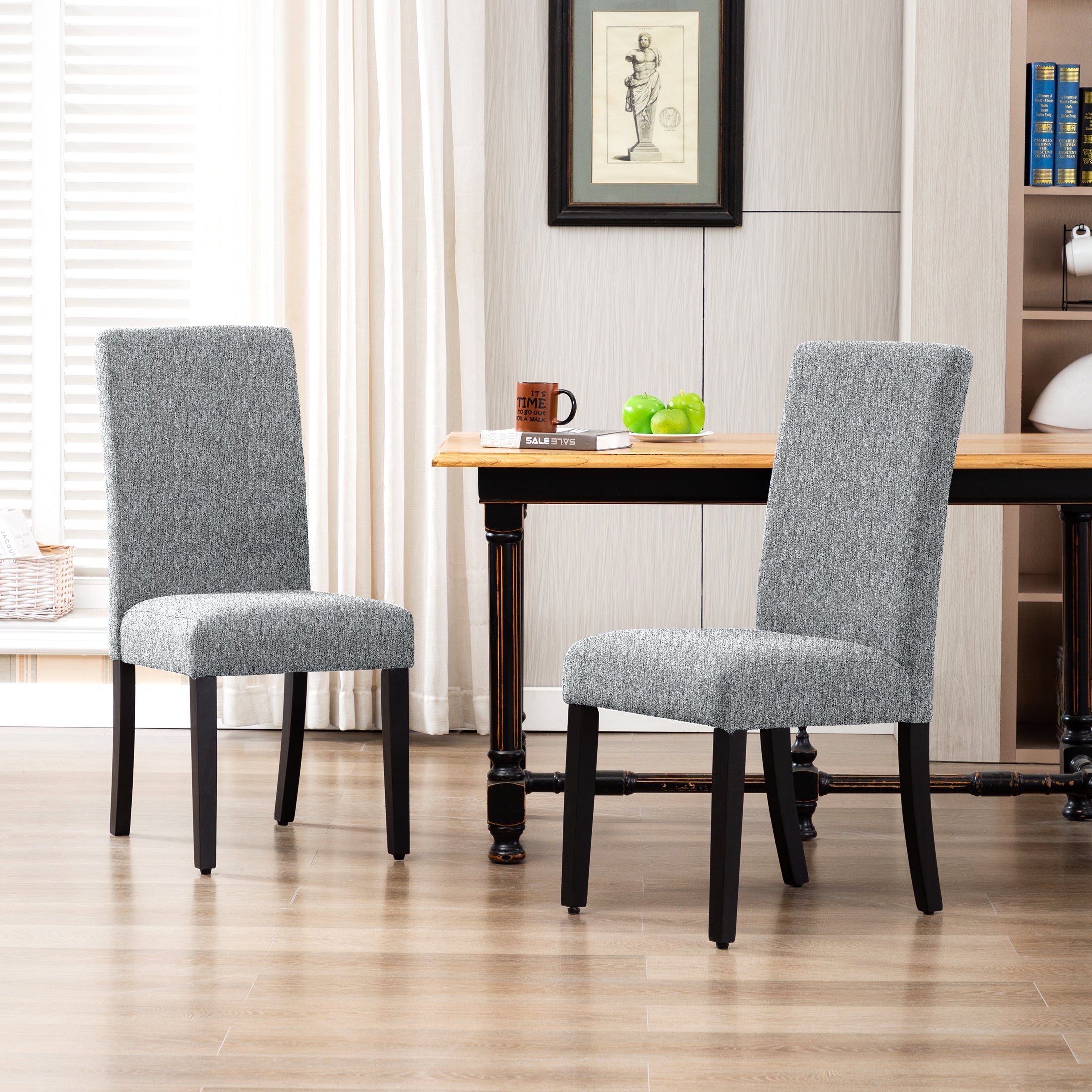  Westin Furniture Upholstered Linen Fabric Dining Side Chair, Set of 2 - Blue - Bonton