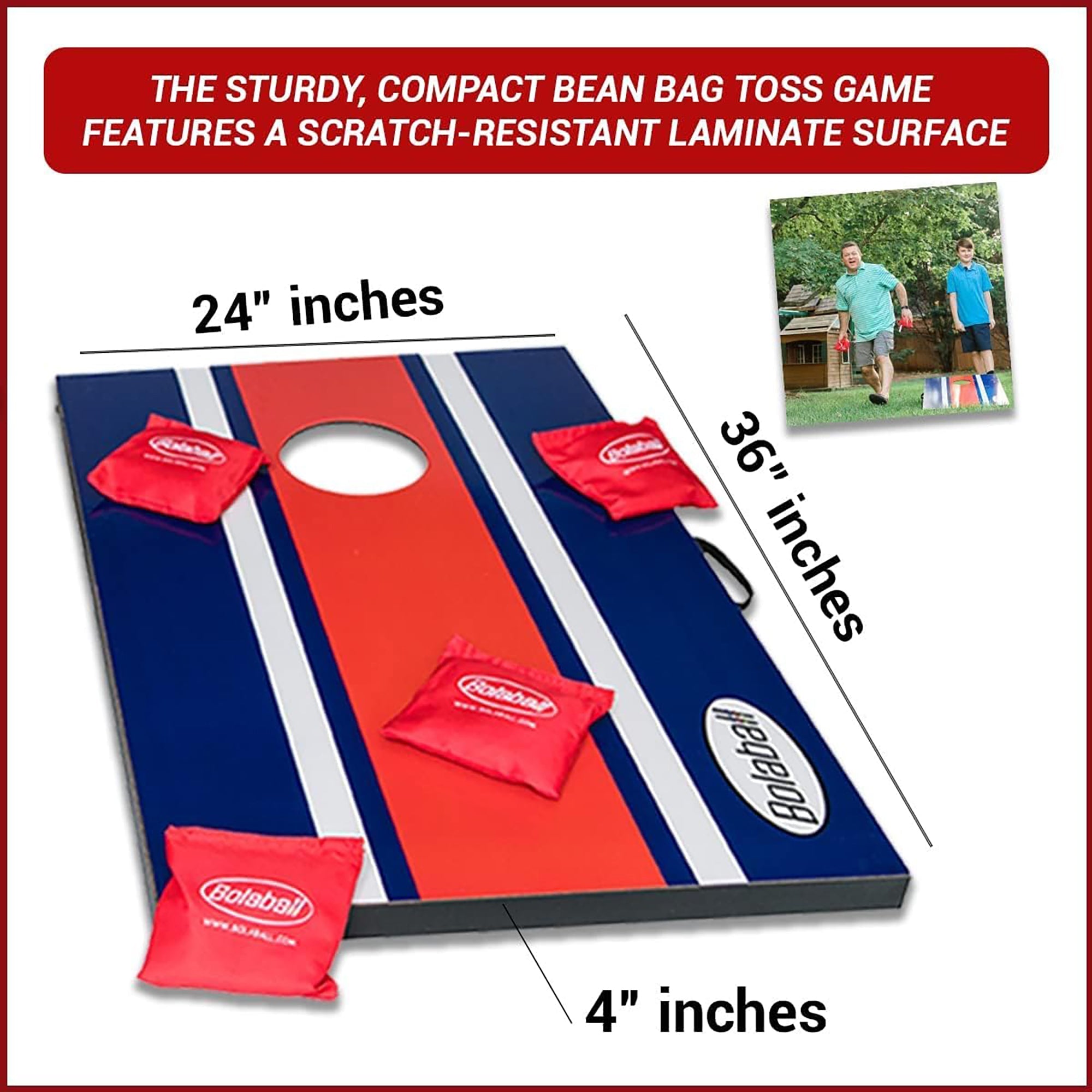  Bolaball Bolaball: Bean Bag Toss Set - Cornhole Outdoor Wooden Game Set, Jumbo 3'x2' Lawn & Yard Activity, 2 Target Boards & 8 Bean Bags, Adults & Family - Multi - Bonton