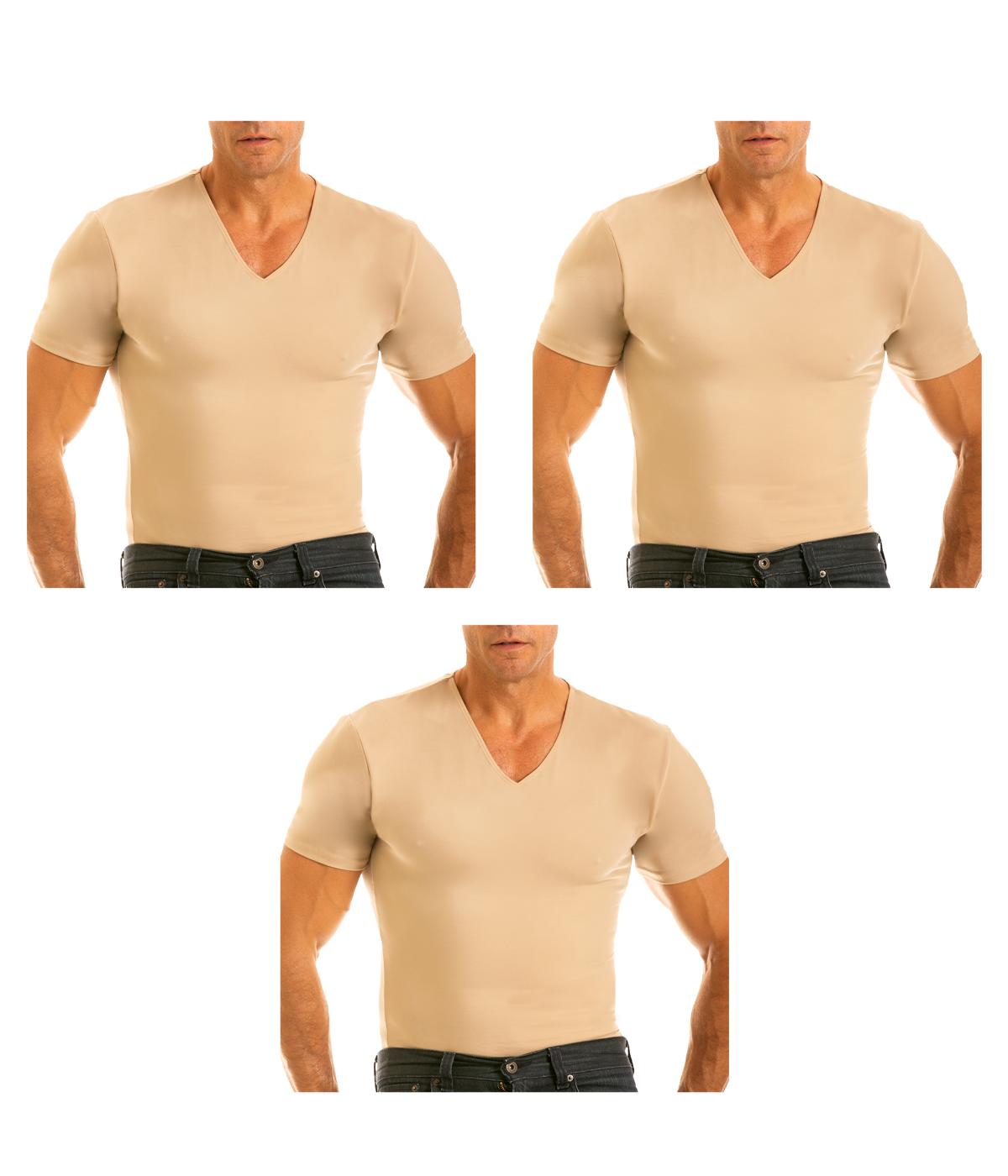  Insta Slim 3-Pack Short Sleeve V-Necks - Nude - Bonton