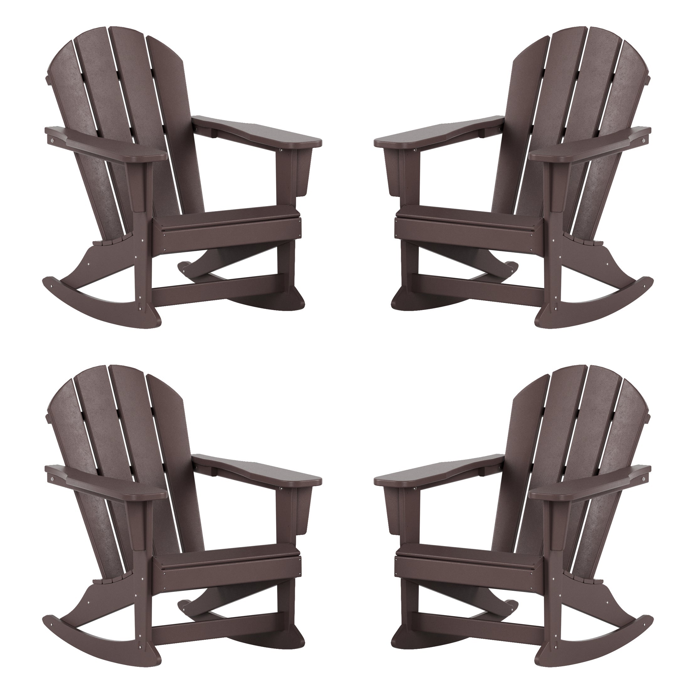  Westin Furniture Outdoor Rocking Poly Adirondack Chair, Set of 4 - Navy Blue - Bonton