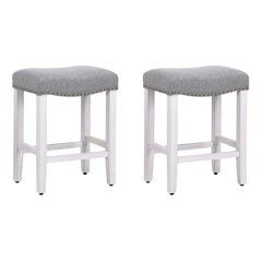 24" Upholstered Saddle Seat Set of 2 Counter Stool