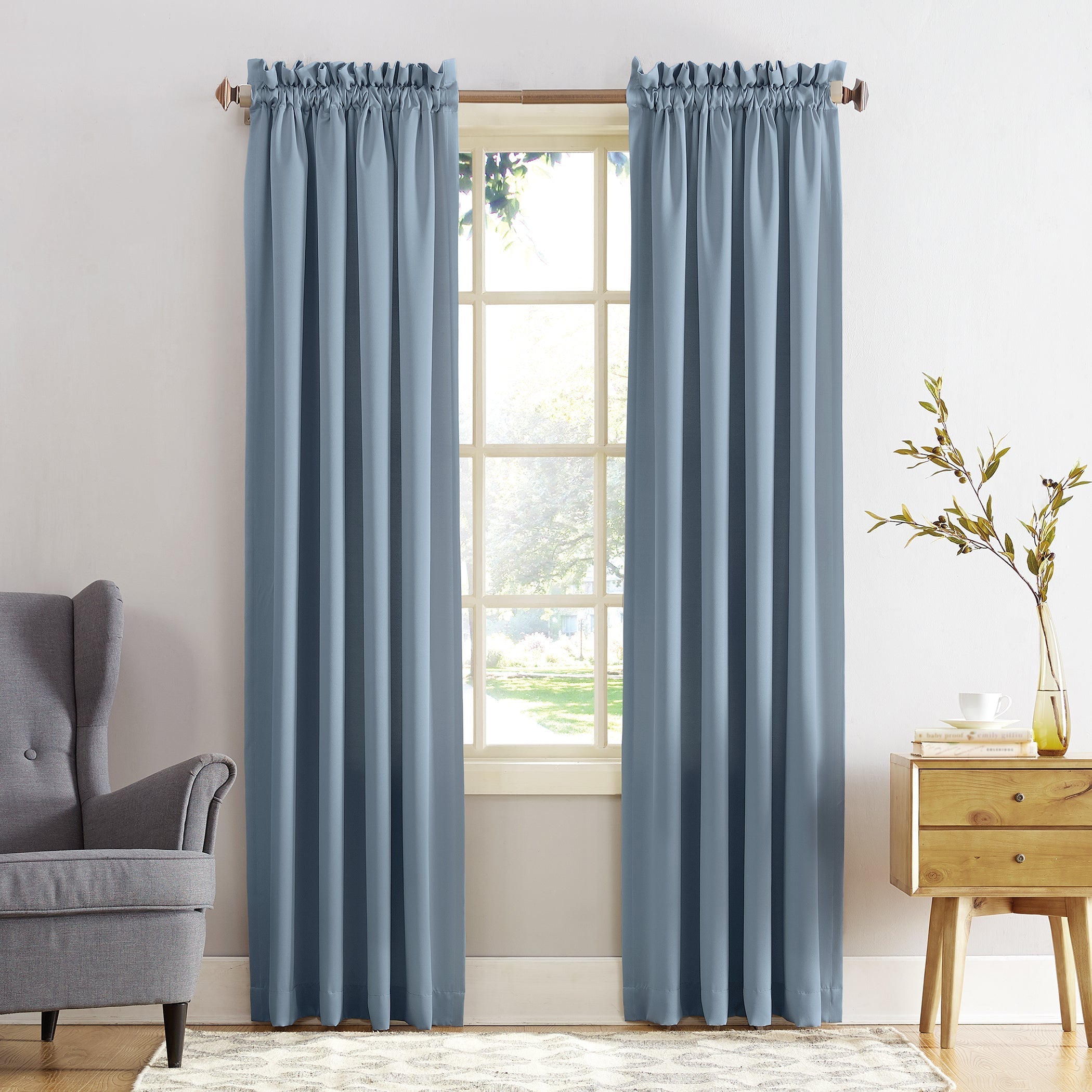  Sun Zero Lark Room Darkening Rod Pocket Curtain Panel - Stone - Bonton