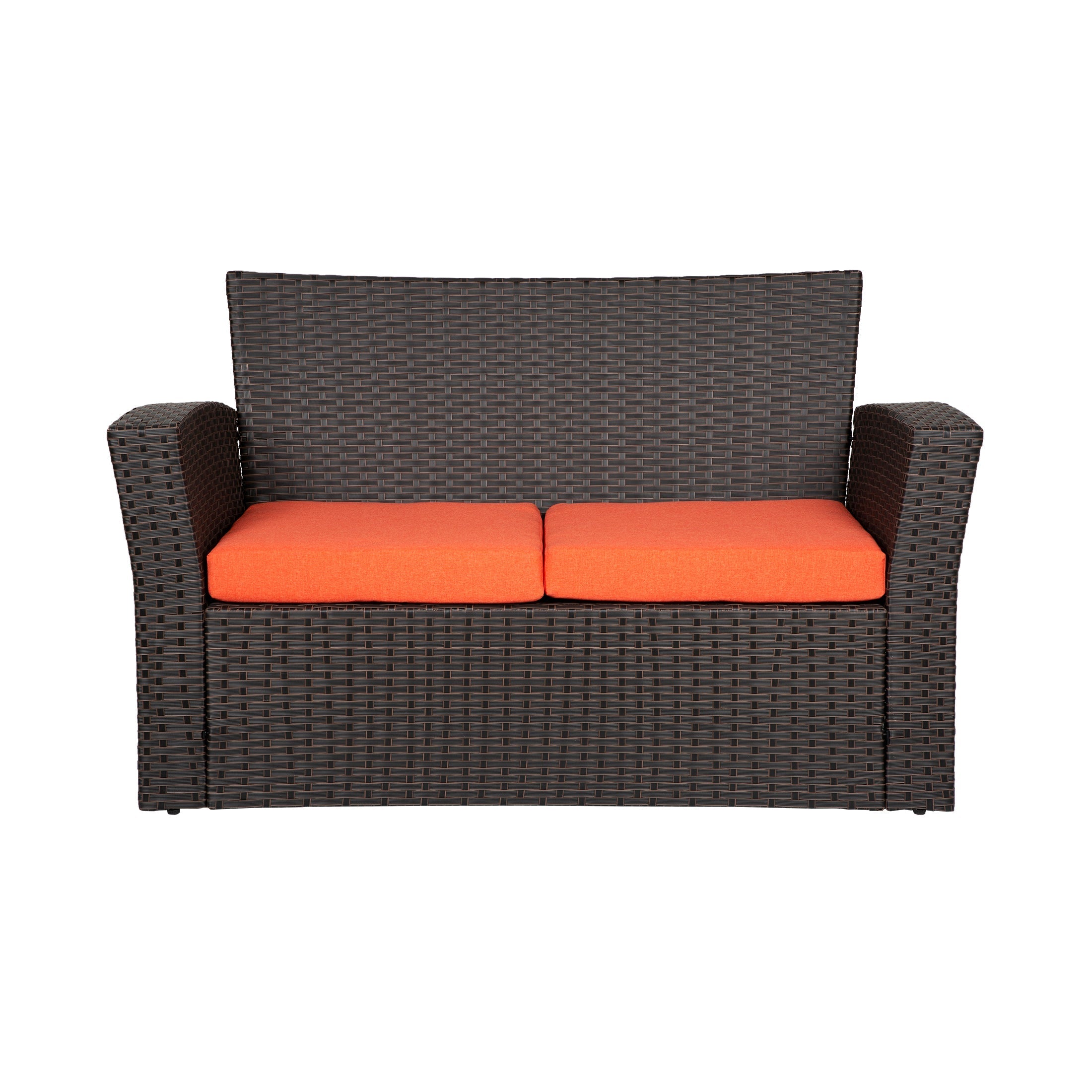  Westin Furniture 4-Piece Conversation Outdoor Patio Sofa Set with Cushions - Gray/Orange - Bonton