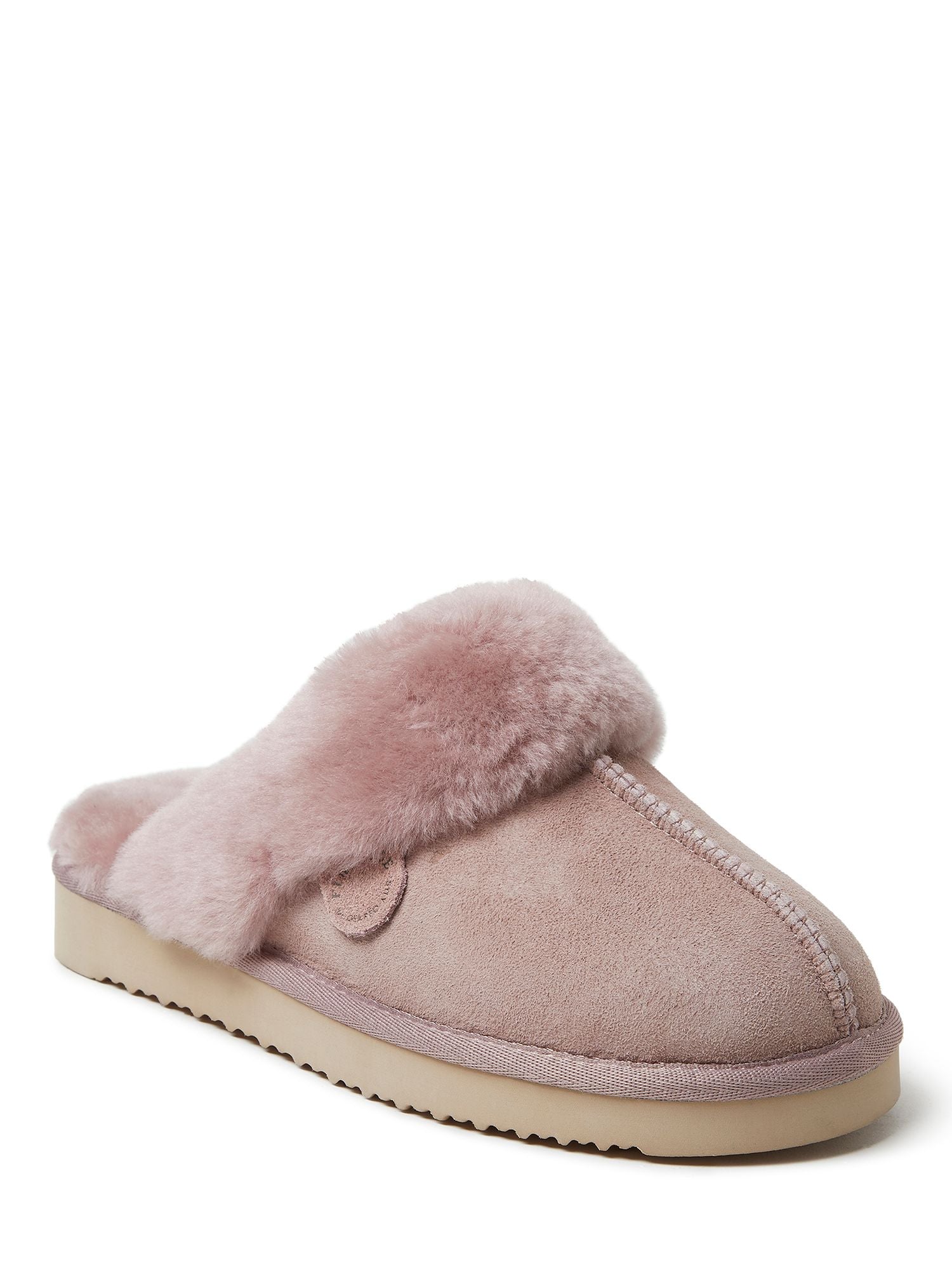  Dearfoams Fireside by Women's Sydney Shearling Fur Indoor/Outdoor Scuff Slipper - Gray - Bonton