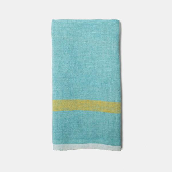  Caravan Laundered Linen Towels, Set of 2 - Grey & Lime - Bonton