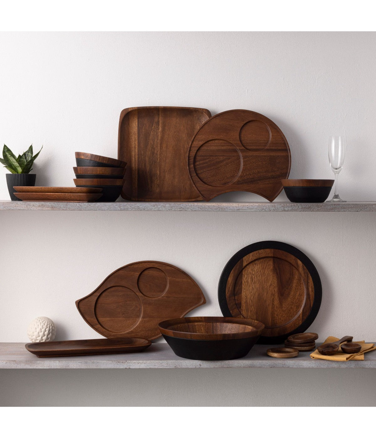  Noritake Kona Wood 5 Piece Salad Set - Brown - Bonton