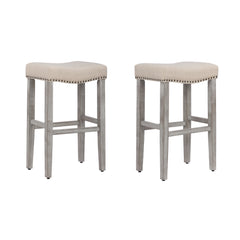 29" Upholstered Antique Gray Bar Stool, Set of 2