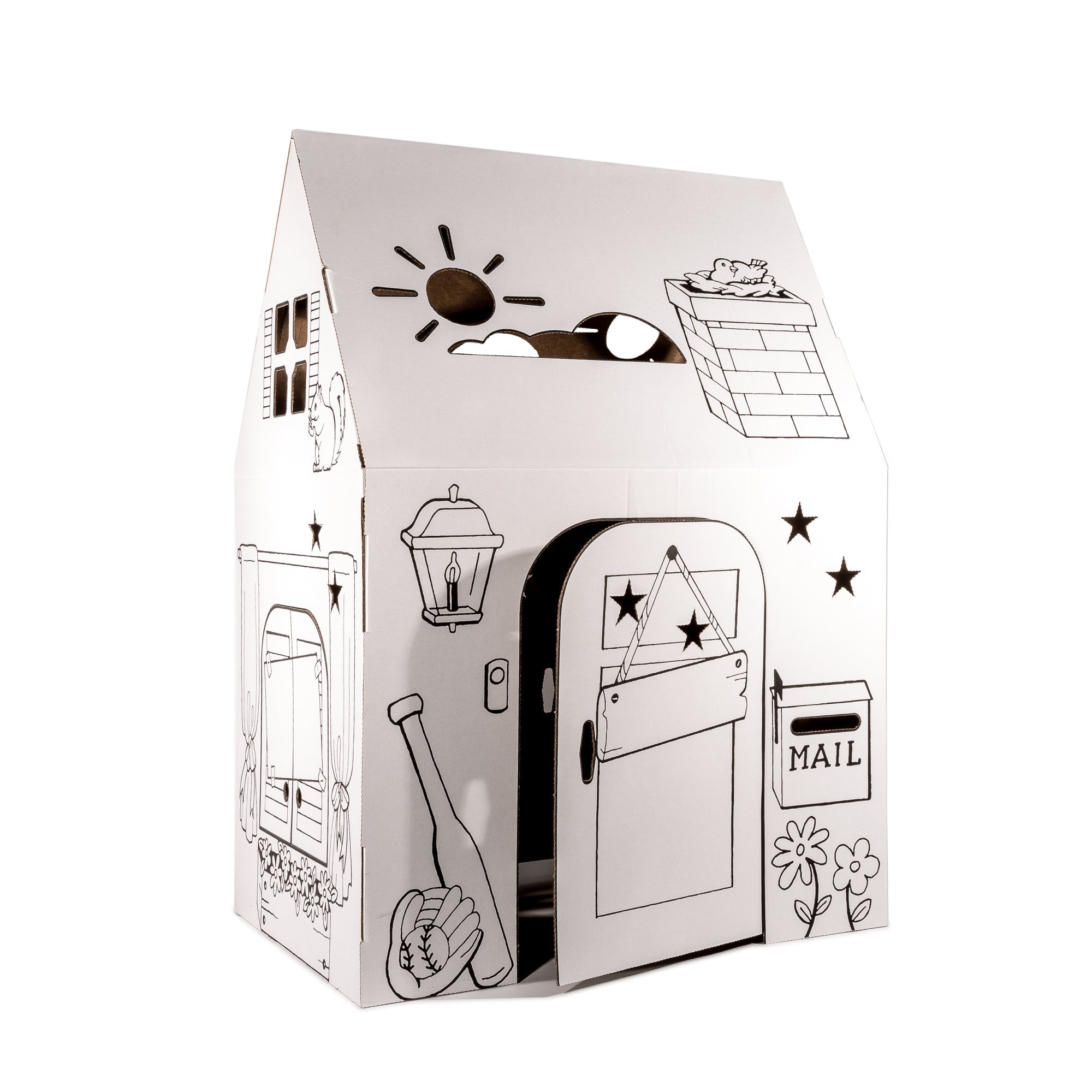  Easy Playhouse Easy Playhouse Cardboard Clubhouse- Decorate & Personalize - White - Bonton