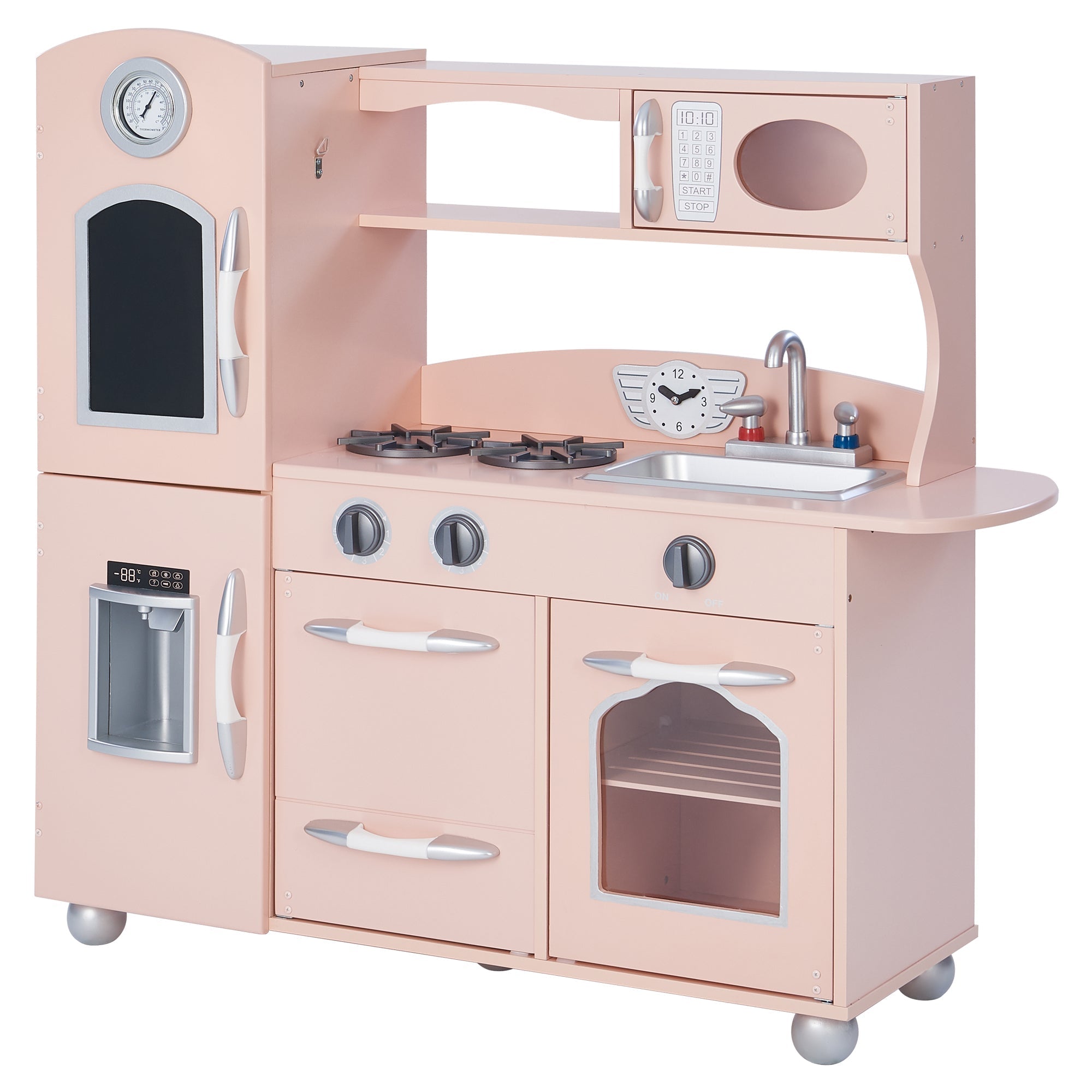  Teamson Kids Teamson Kids - Little Chef Westchester Retro Play Kitchen - Pink - Bonton