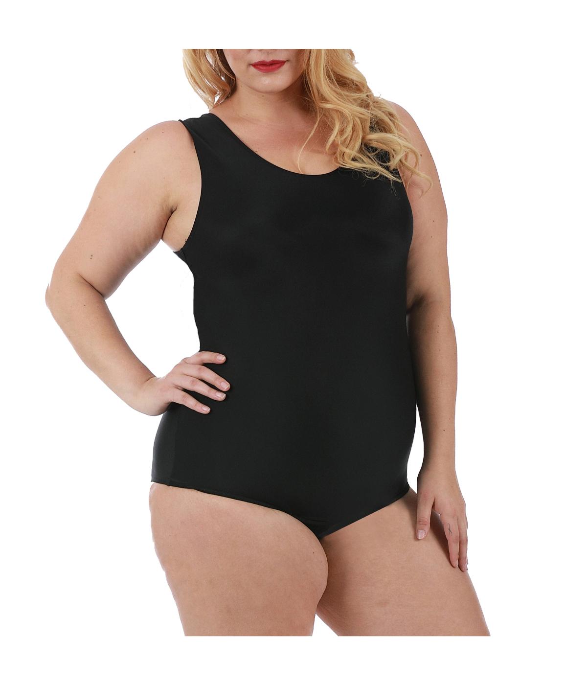  InstantFigure Sleeveless Snap Crotch Bodysuit - Plus - Black - Bonton