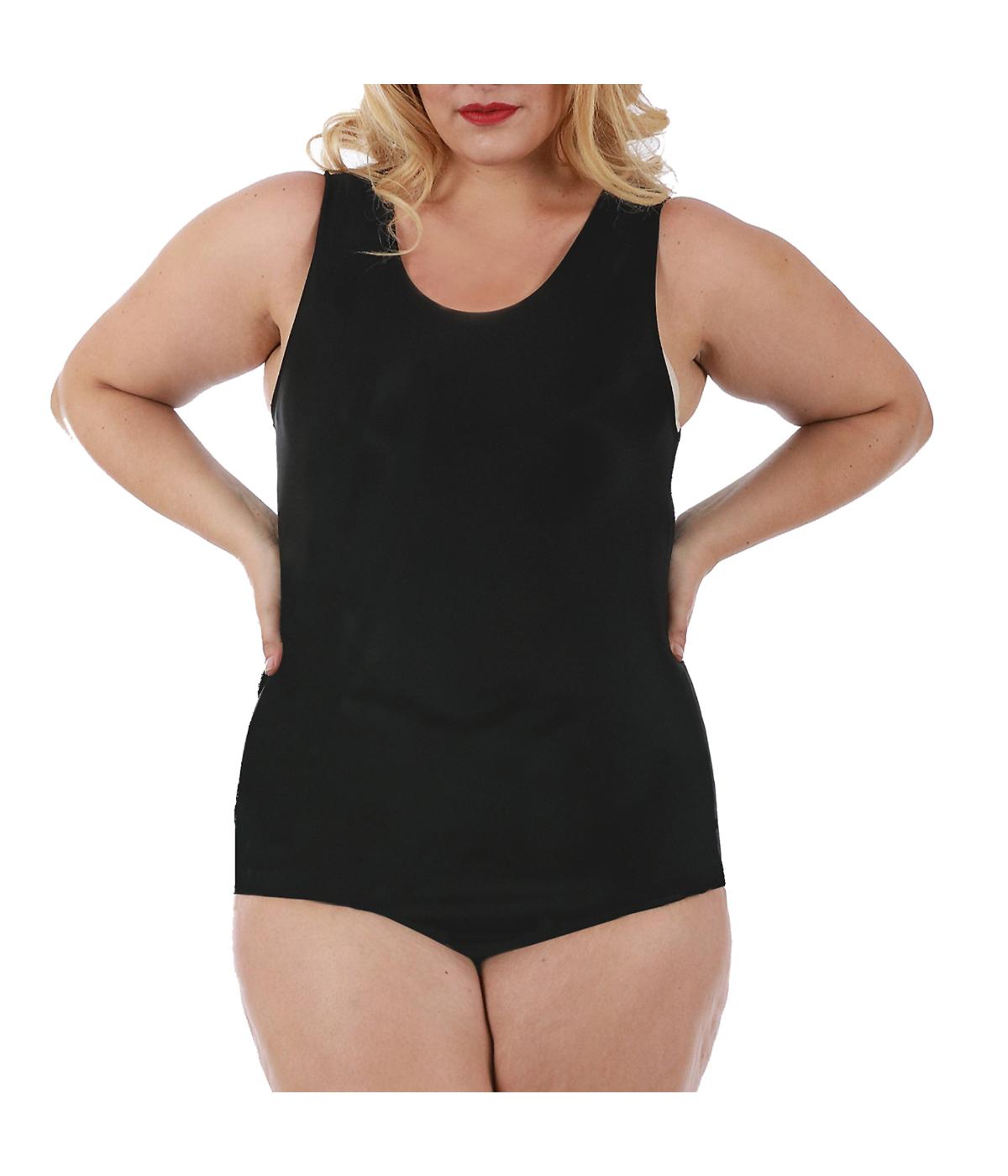  InstantFigure Sleeveless Snap Crotch Bodysuit - Plus - Black - Bonton