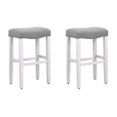 29" Upholstered Saddle Seat Bar Stool, Set of 2