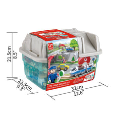 Hape Wooden City Train Railway Bucket Playset, 48 Pieces