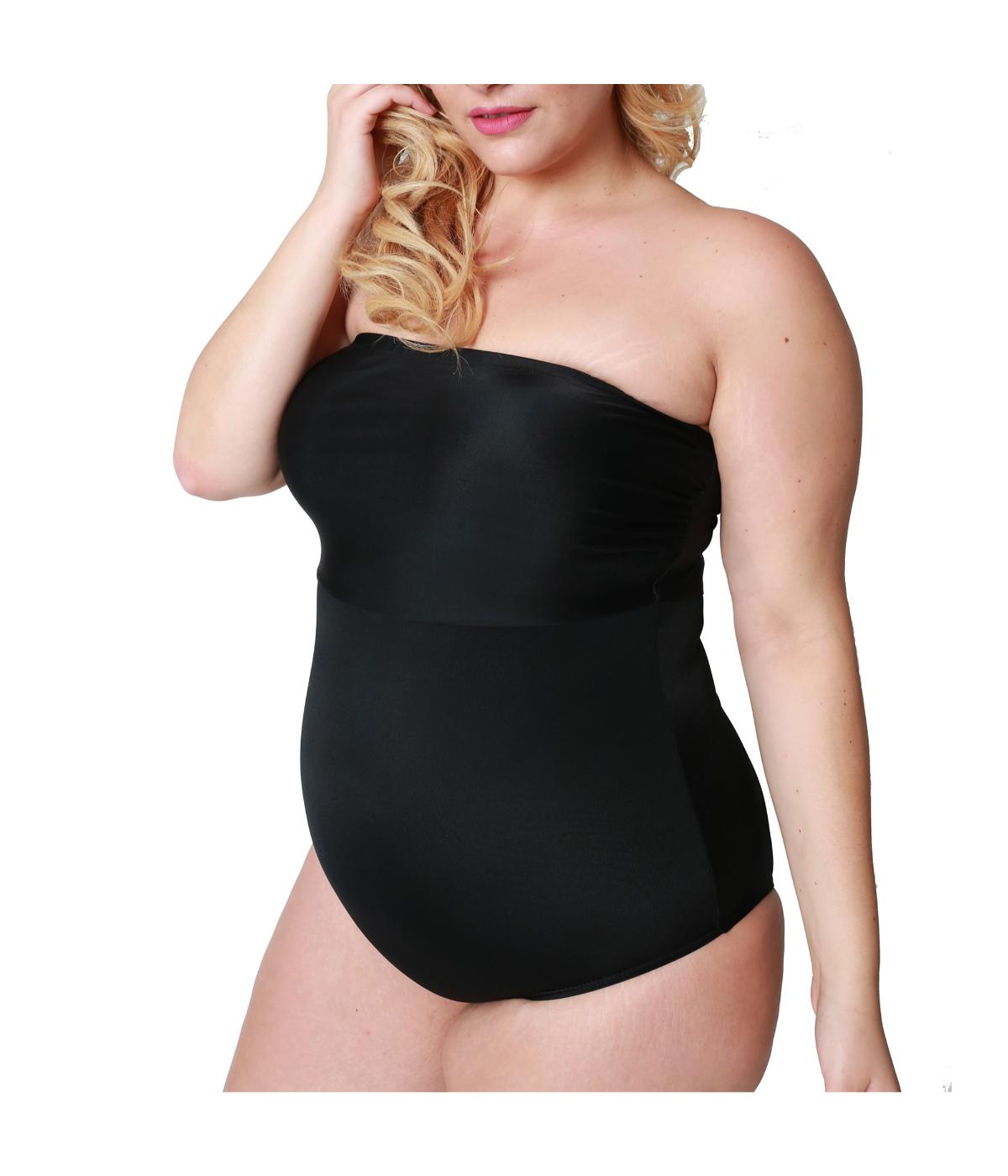  InstantFigure Bandeau Hook-n-Eye Gusset Bodysuit - Plus - Black - Bonton