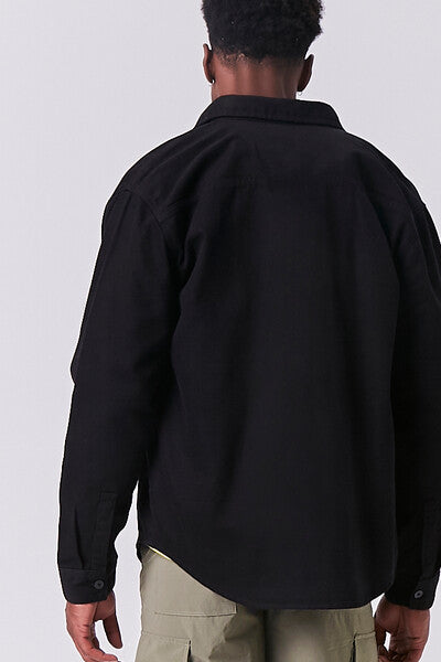  Forever 21 Long Sleeve Dual-Pocket Shirt - burgundy - Bonton