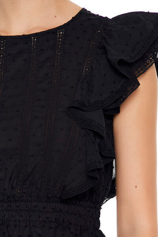 Clip Dot Lace Ruffled Mini Dress