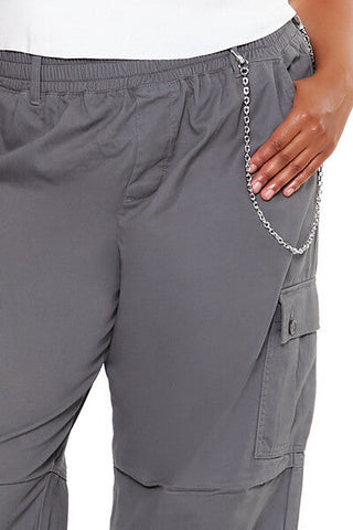Plus Size Twill Cargo Wallet Chain Pants