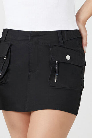 Twill Cargo Mini Skirt