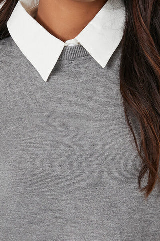 Sweater-Knit Collar Crop Top