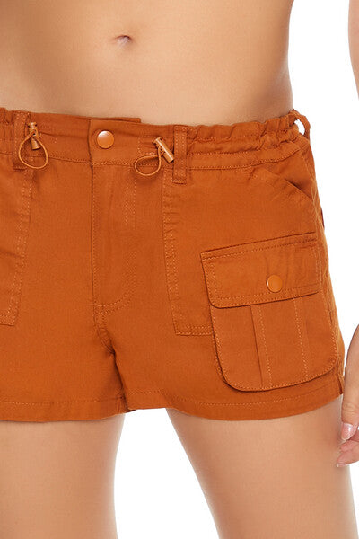  Forever 21 Twill Drawstring Cargo Shorts - toffee - Bonton