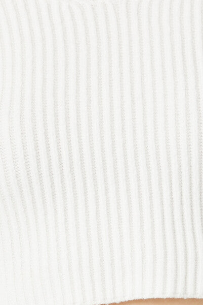  Forever 21 Cropped Rib-Knit Sweater - white - Bonton