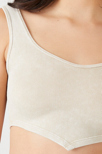  Forever 21 Seamless Ribbed V-Hem Tank Top - black - Bonton