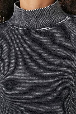 Waffle Knit Turtleneck Top