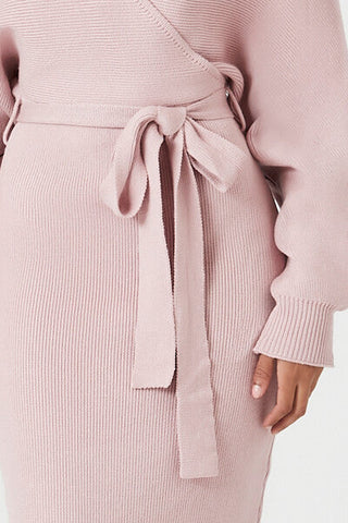Sweater Midi Wrap Dress