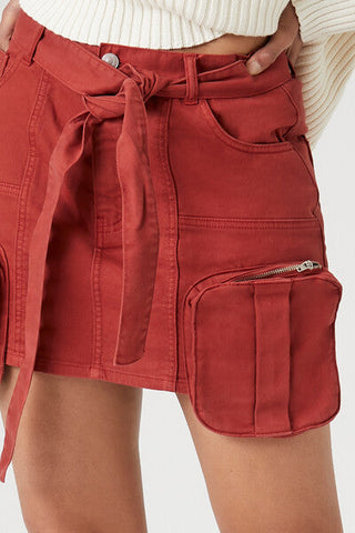 Twill Utility Cargo Mini Skirt