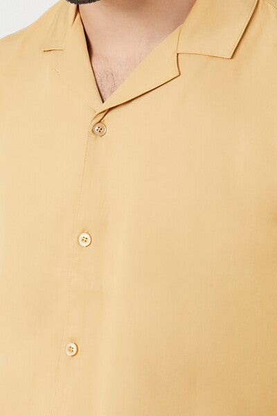  Forever 21 Rayon Short-Sleeve Shirt - camel - Bonton