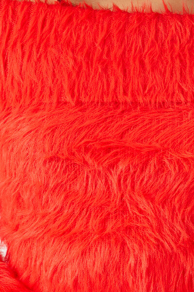  Forever 21 Faux Fur Off-the-Shoulder Top - fiery red - Bonton