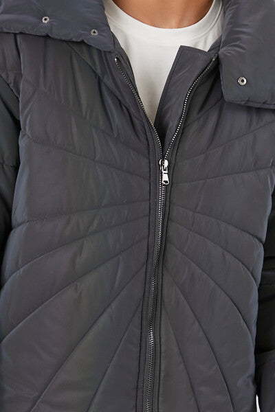  Forever 21 Reflective Quilted Puffer Jacket - grey - Bonton
