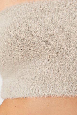 Fuzzy Sweater-Knit Tube Top