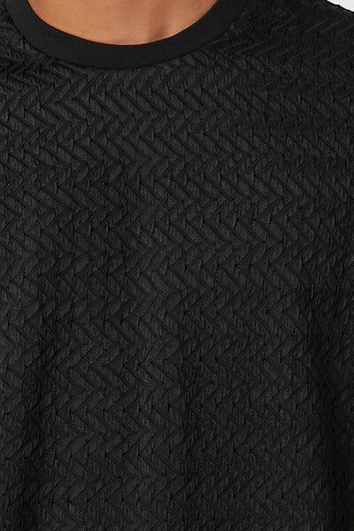  Forever 21 Crinkle Textured Crew Tee - black - Bonton
