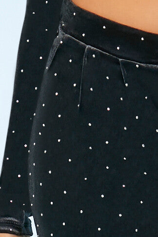  Forever 21 Velvet Rhinestone Straight Pants - black - Bonton