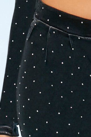 Velvet Rhinestone Straight Pants