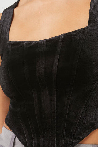 Velvet Bustier Cropped Tank Top