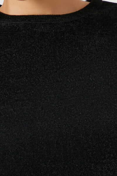  Forever 21 Cropped Long-Sleeve Sweater - black - Bonton