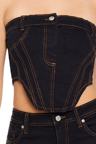 Reworked Denim Tube Crop Top