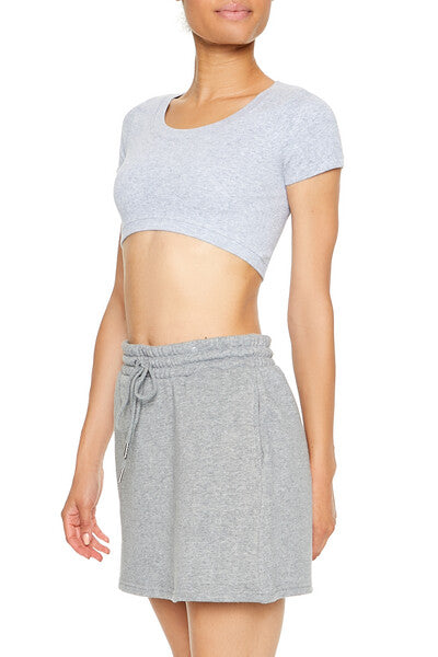  Forever 21 Active Seamless Cropped Tee - heather grey - Bonton