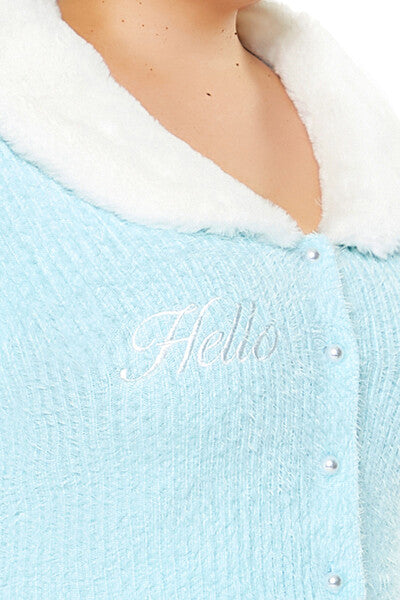  Forever 21 Plus Size Faux Fur Hello Kitty Cardigan Sweater - baby blue multi - Bonton