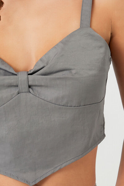  Forever 21 Sweetheart V-Hem Crop Top - cream - Bonton