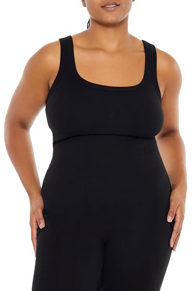 Forever 21 Plus Size Ribbed Knit Tank Jumpsuit - black - Bonton