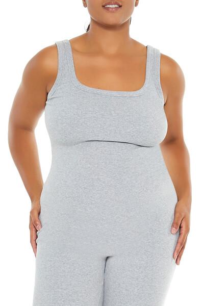  Forever 21 Plus Size Ribbed Knit Tank Jumpsuit - black - Bonton