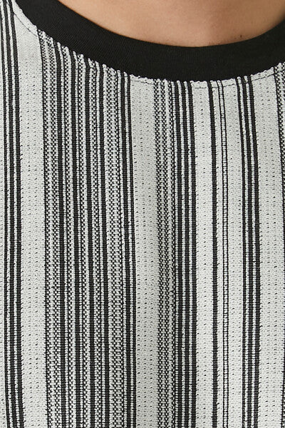  Forever 21 Striped Contrast Crew Tee - black white - Bonton