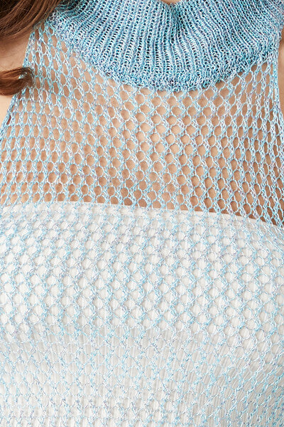  Forever 21 Sheer Crochet Sleeveless Top - gunmetal - Bonton