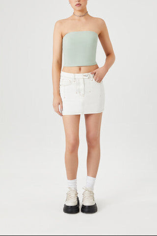 Seamed Denim Mini Skirt