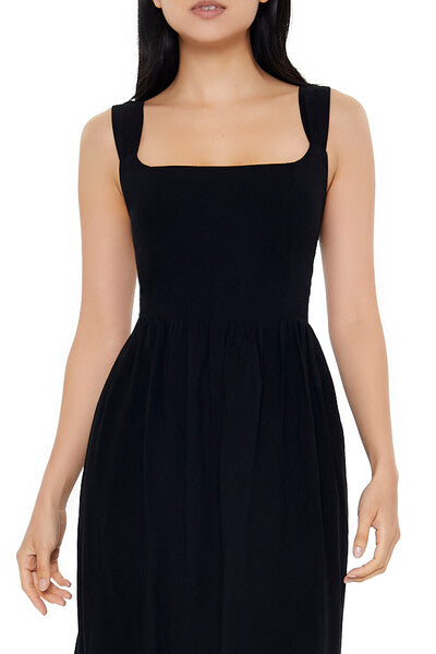  Forever 21 Square-Neck Tank Midi Dress - black-swatch - Bonton