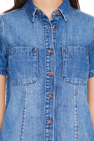  Forever 21 Denim Mini Dress - medium-denim - Bonton